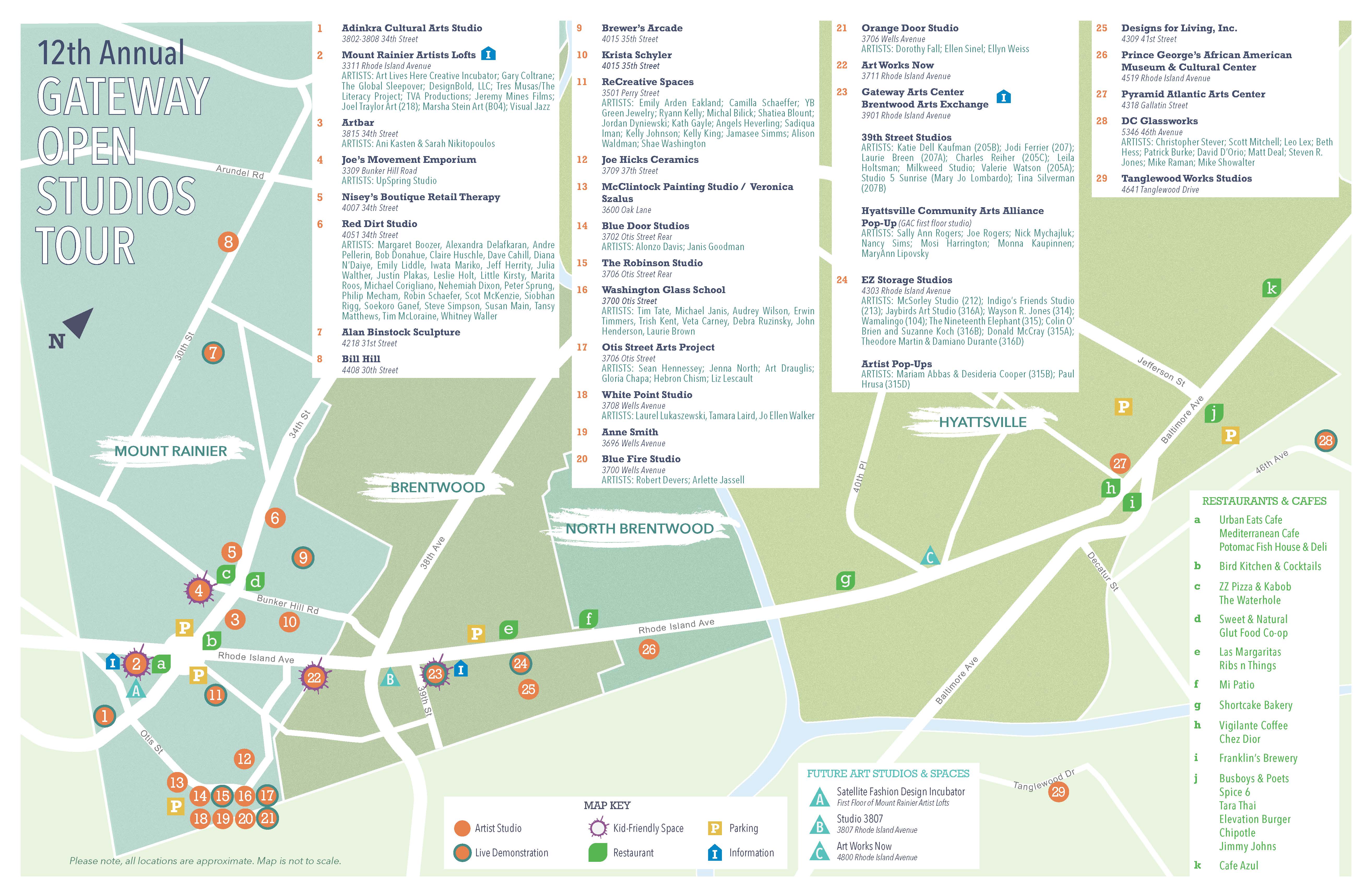 12th Annual Gateway Open Studio Tour Map