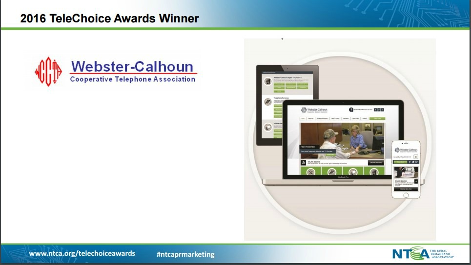 Webster-Calhoun Cooperative Telephone Association Website Winner