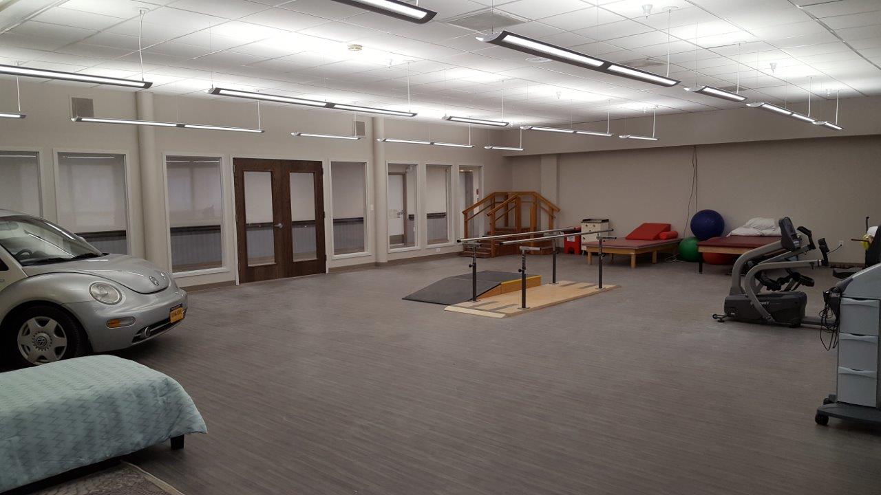 Creekvew Nursing and Rehab's new rehab gym, with full ADL suite and state-of-the-art equipment