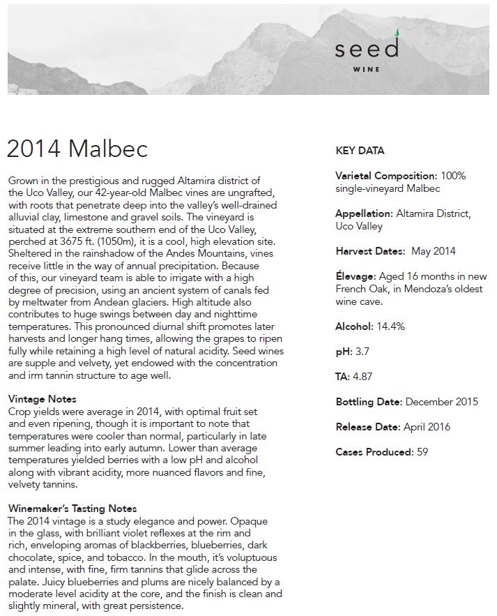 2014 Malbec Tasting Notes