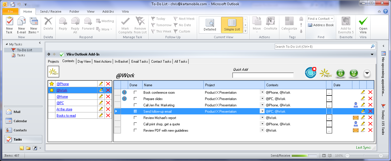 Viira Outlook Add-In: Contexts