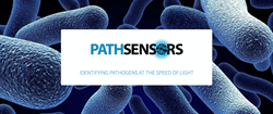 PathSensors company logo, bacteria background