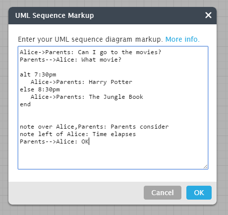 Lucidchart UML Sequence Diagram Markup Tool