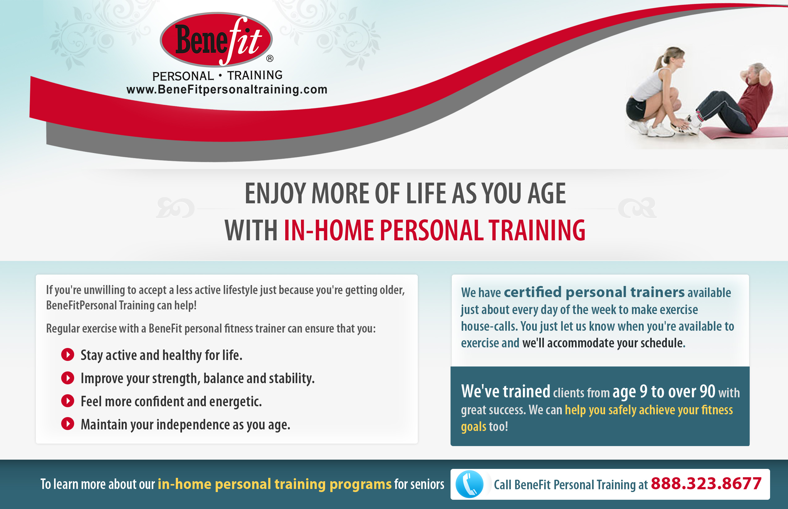 Enjoy more of life as you age with in-home personal training.