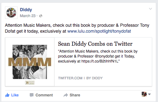 Diddy's  Facebook status