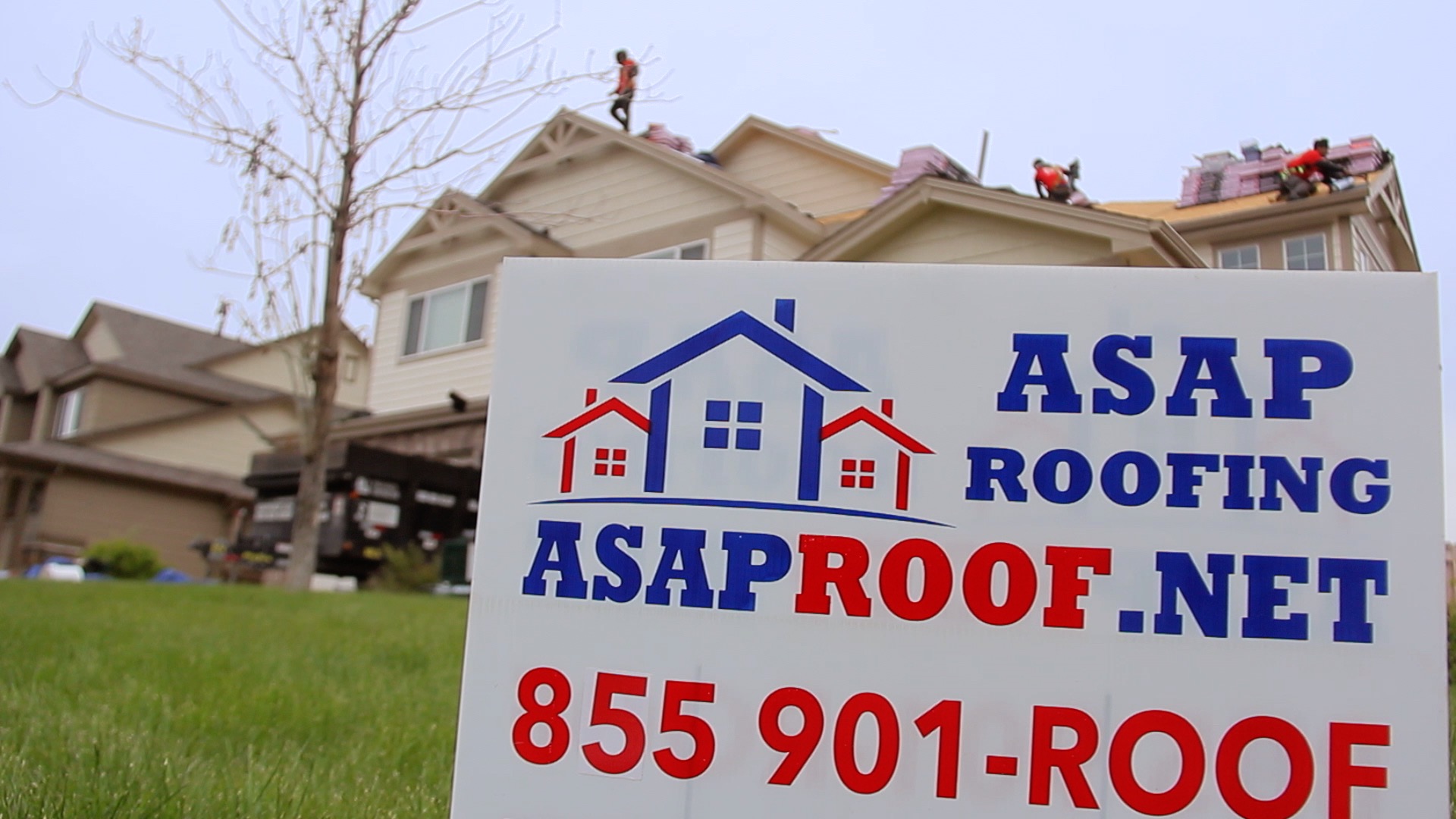 A well known sight, ASAP Roofing yard signs cover various neighborhoods after hail and wind storms.