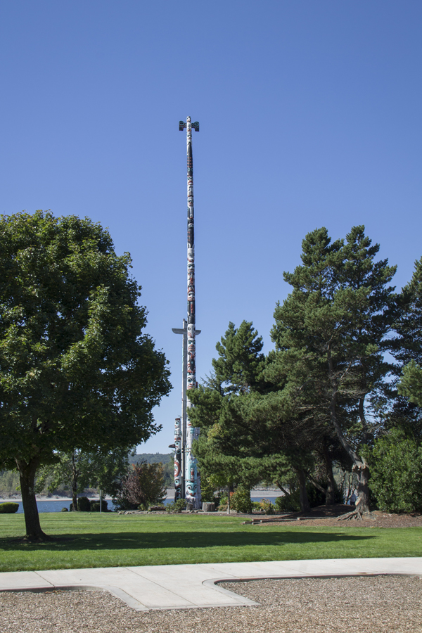 The tallest totem pole on the west coast resides at Marine Park at the Port of Kalama.