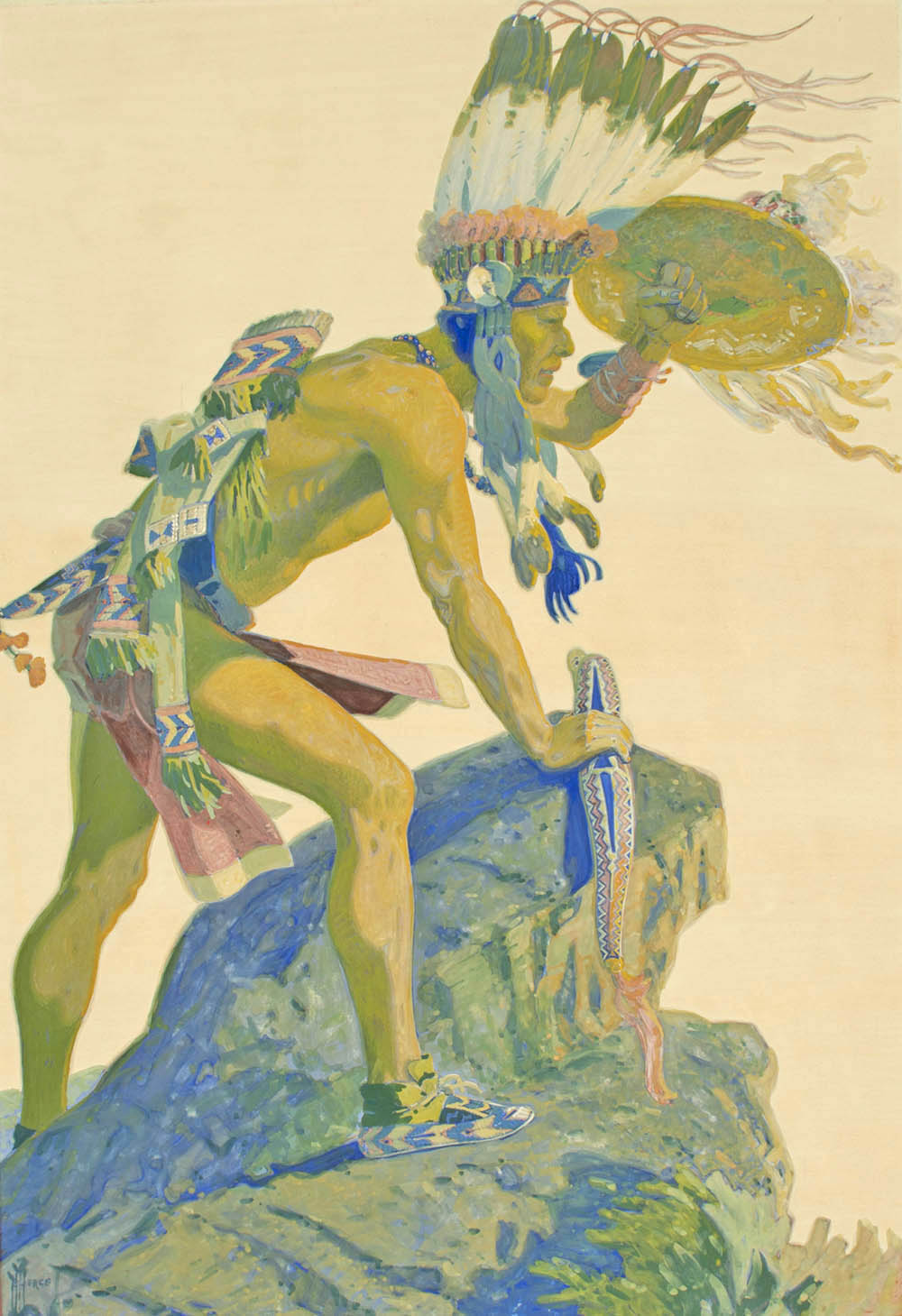 Cheyenne, Herbert M. Herget, ca.1930, Watercolor and gouche on paper, Sid Richardson Museum