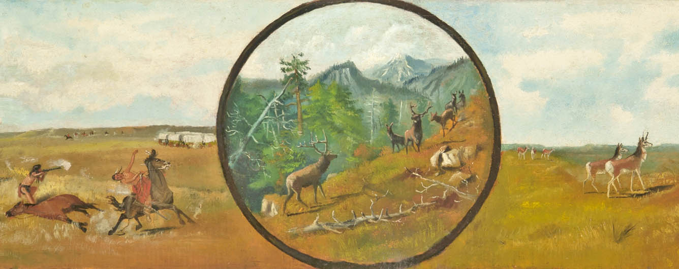 Western Scene (detail), Charles M. Russell, ca. 1885, Oil on wood panel, Sid Richardson Museum
