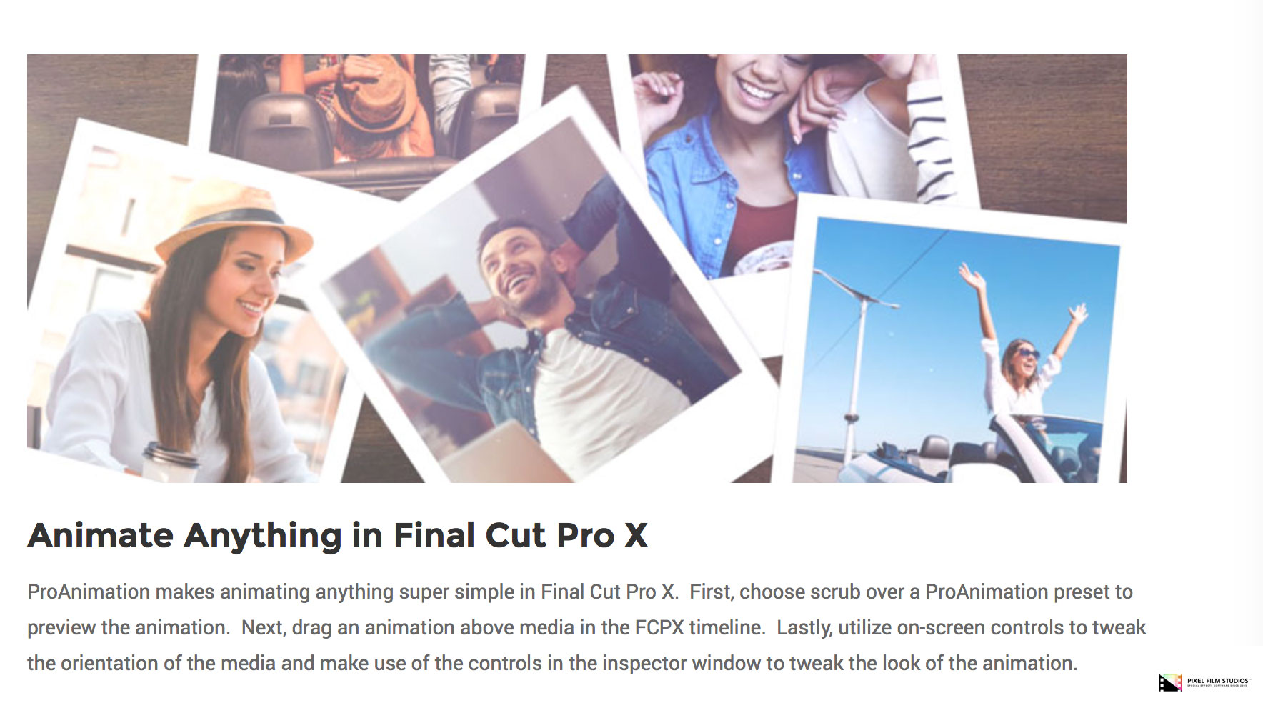Final Cut Pro X Plugin - ProAnimation - Pixel Film Studios