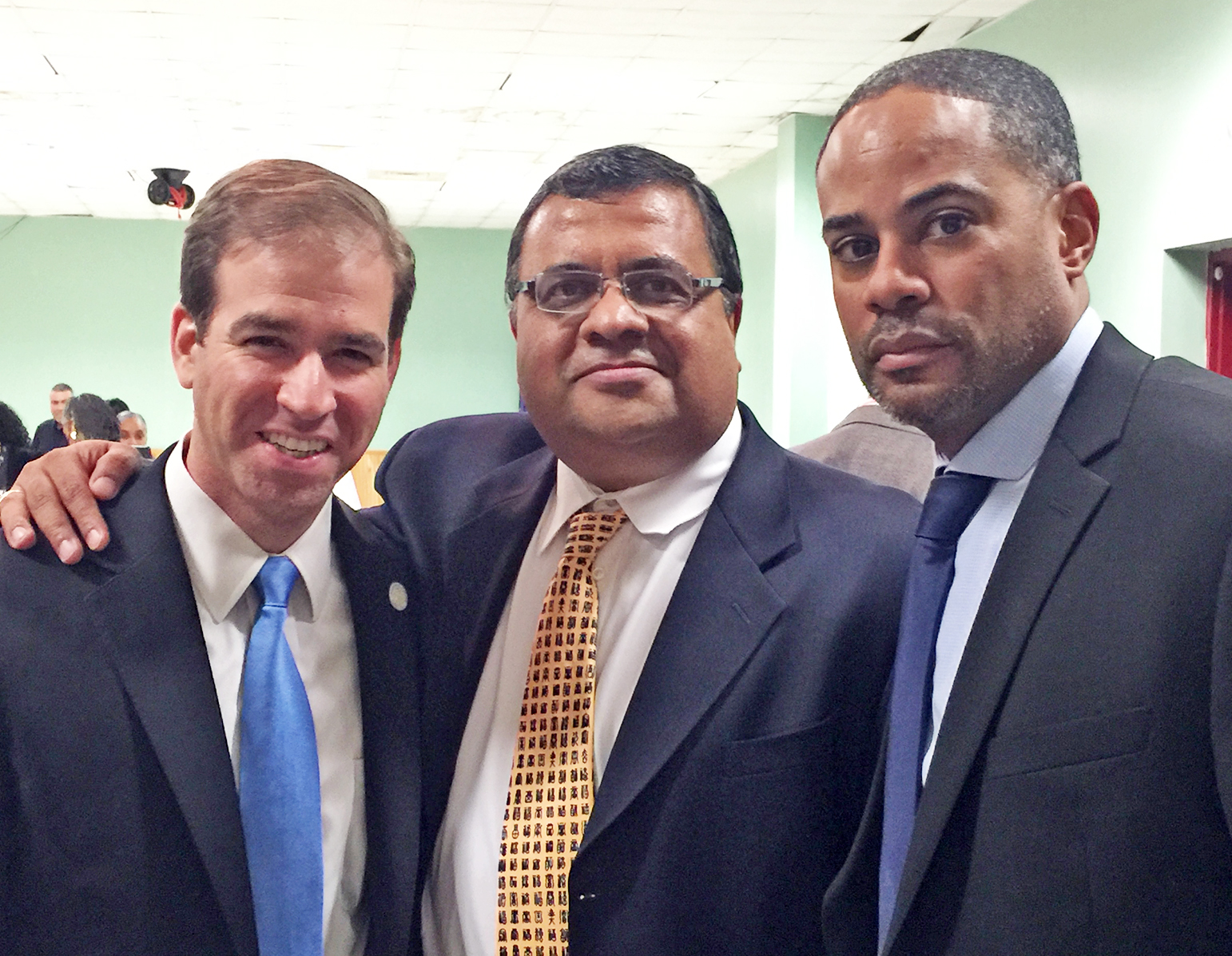 (L to R) Hartford Mayor Luke Bronin, Express Kitchens' Max Kothari and friend Kurt Harrison