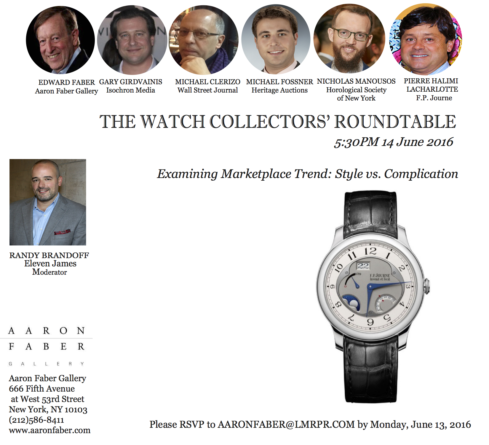 Aaron Faber Gallery's 4th Annual Watch Collectors' Roundtable