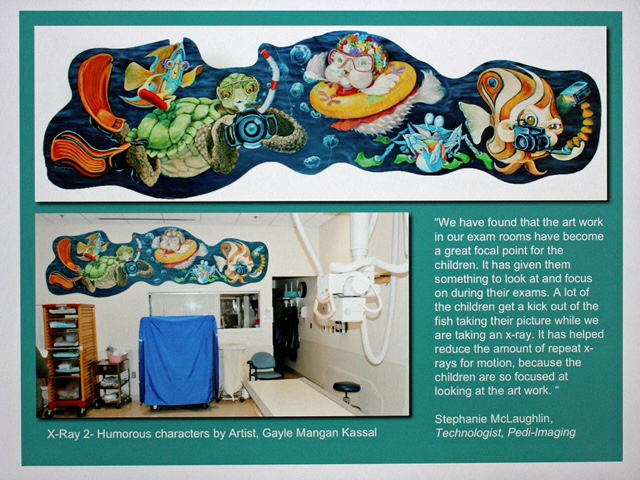 The hospital murals create an environment that is less stressful for the children receiving treatments.