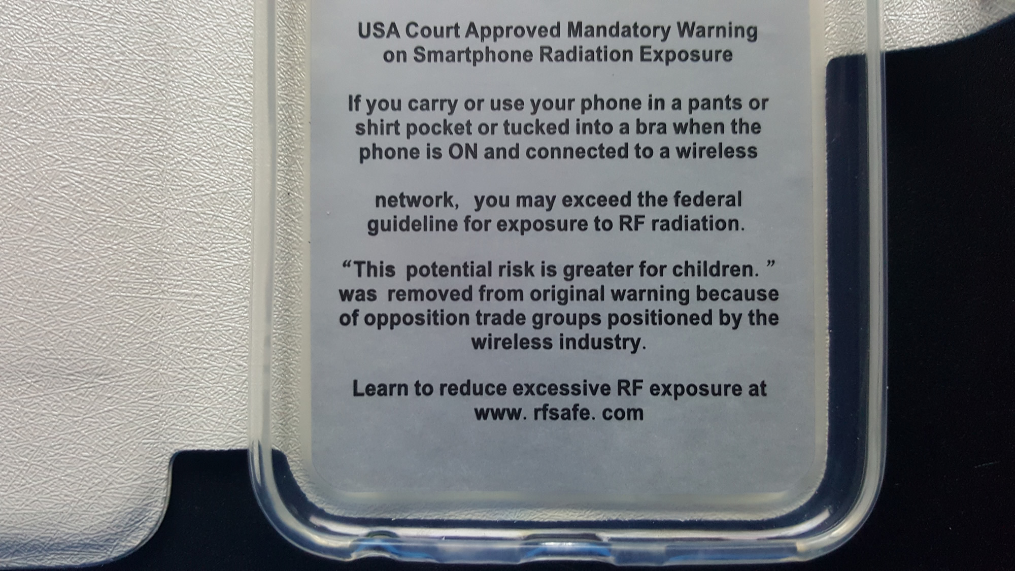 Berkeley, CA Cell Phone Radiation Warning Inside RF Safe Case