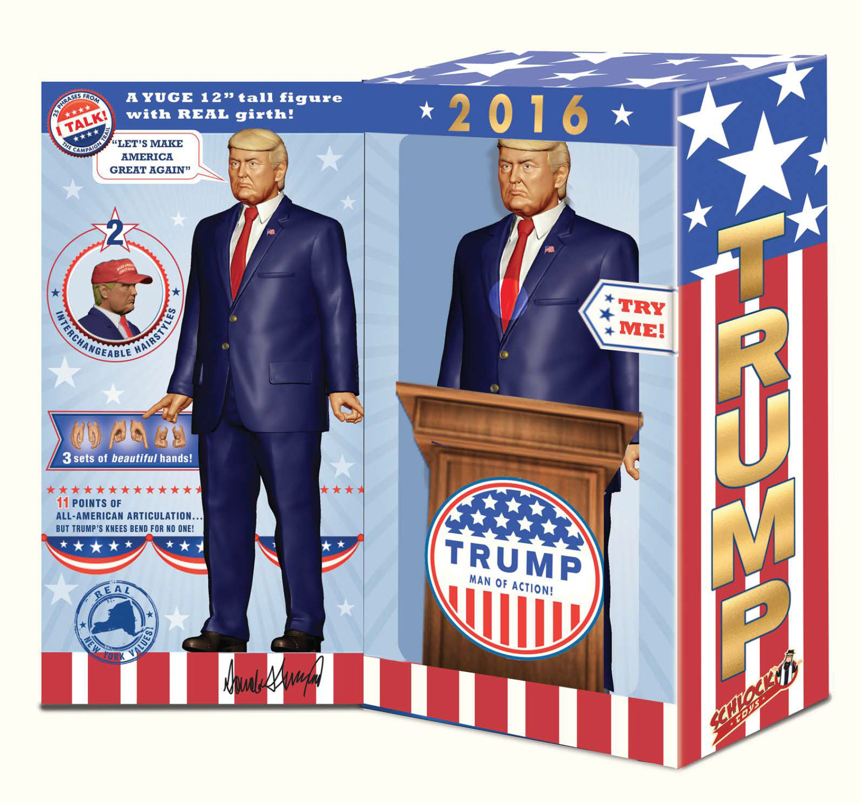 Trump 2016 - Man of Action Figure! Packaging