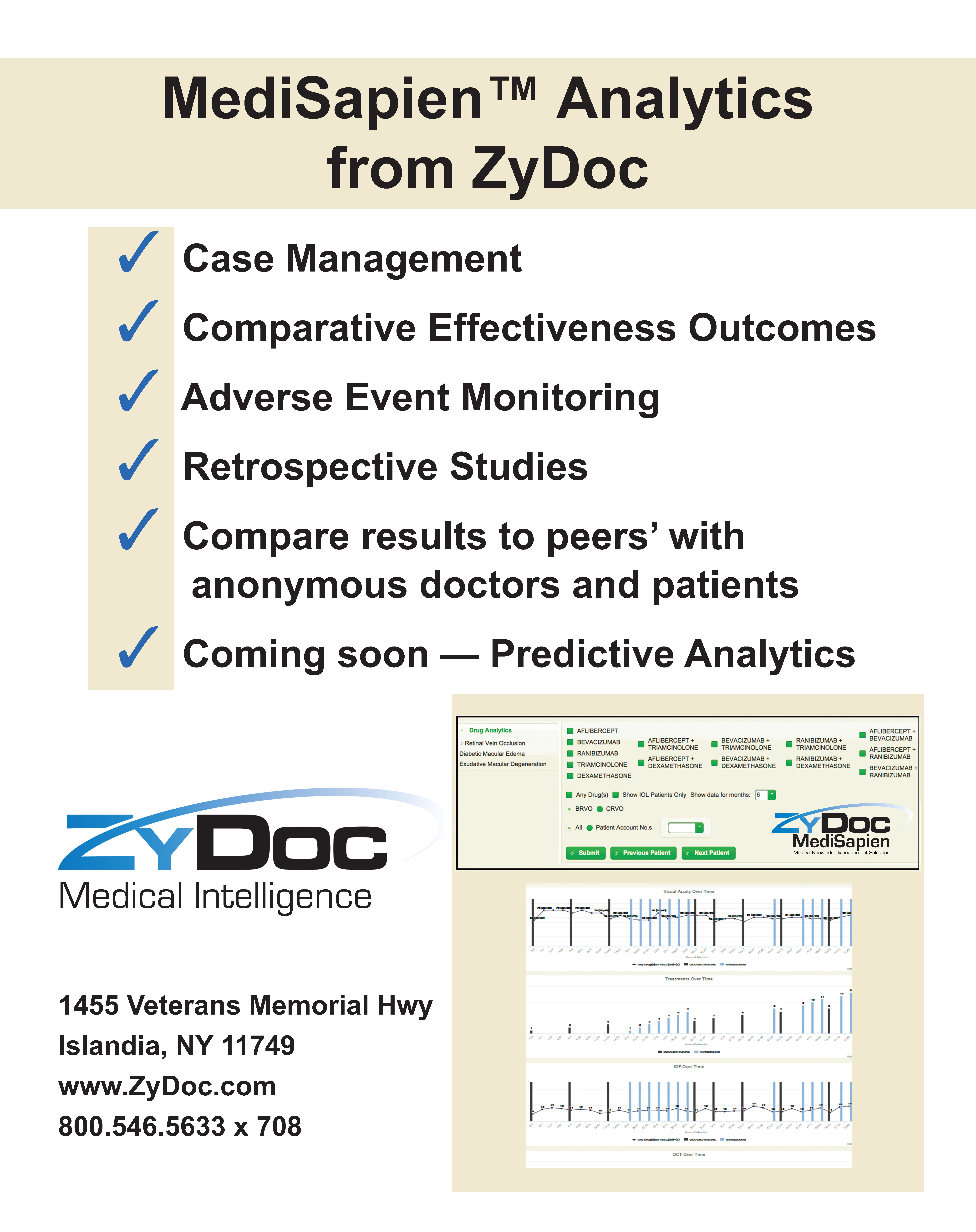 The ZyDoc MediSapien Platform allows assembly of clinical cases for individual or population based analysis. RWD (Real-World Data) can be quite different from RCT (Randomized Controlled Trials).
