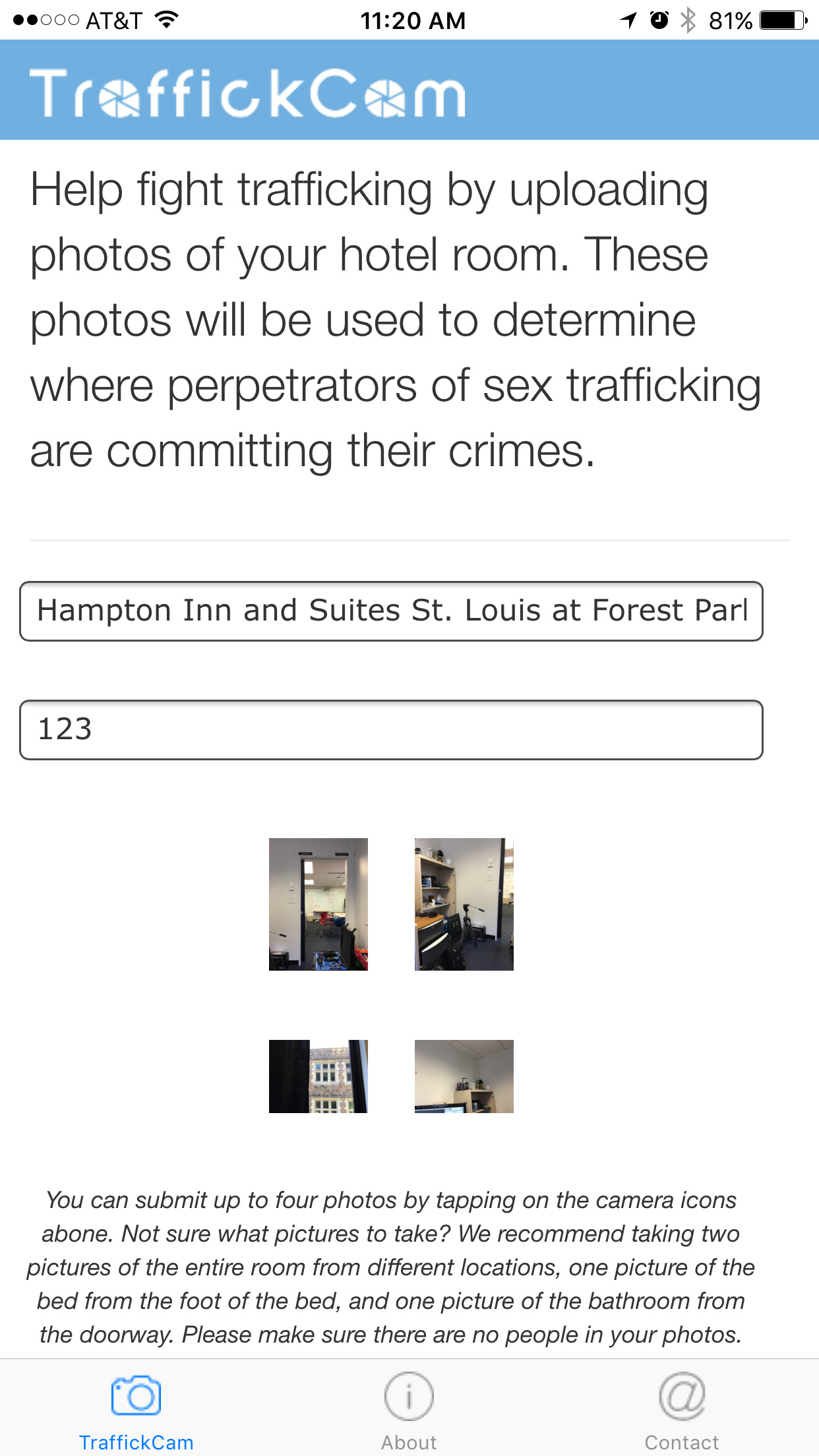 TraffickCam screenshot