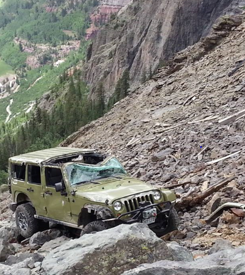 Black Bear is a 4 wheel drive road between Ouray and Telluride Colorado with the most accidents in the San Juan Mountains.