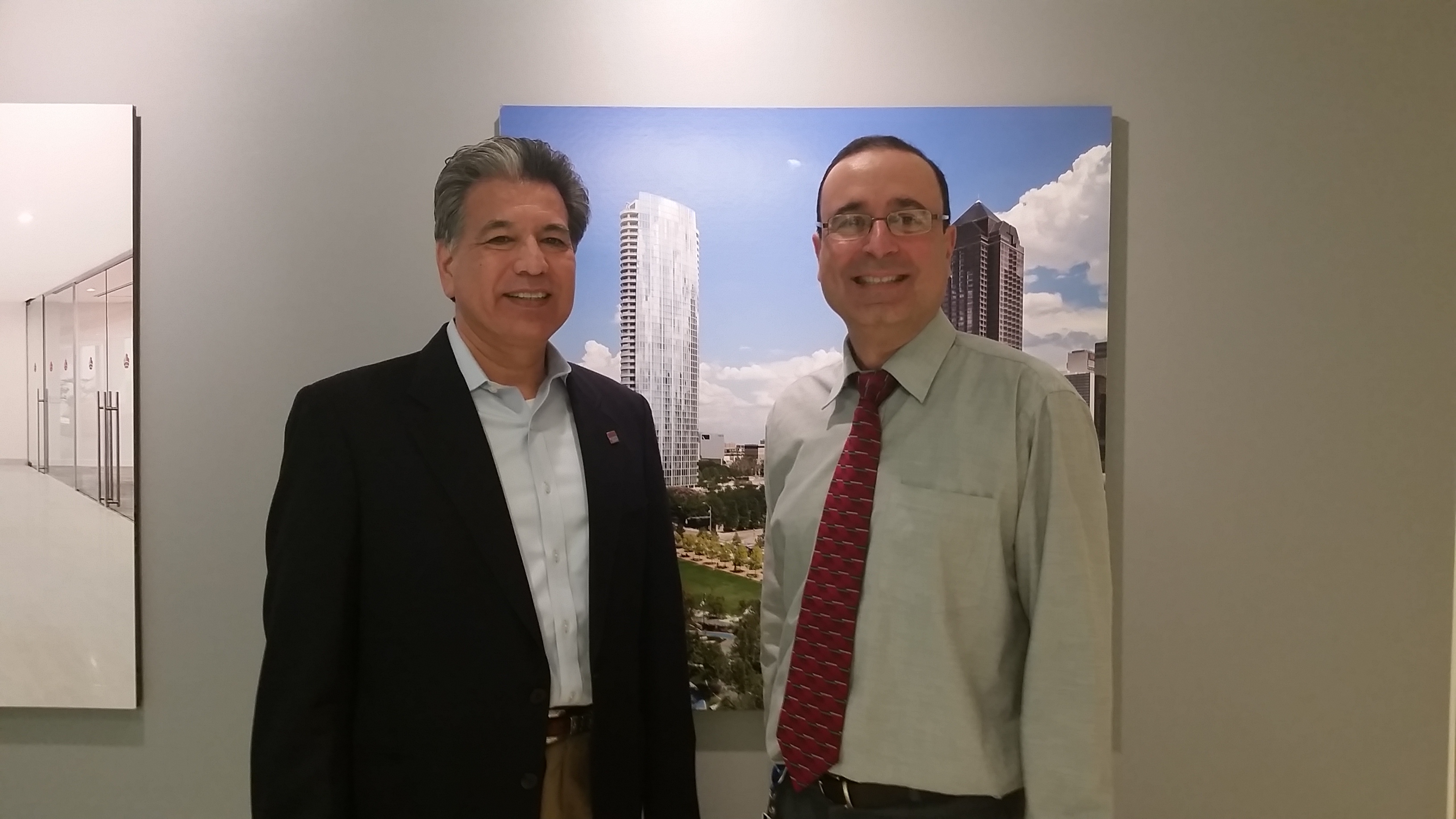 (l-r) Peter Aguirre, CFM Senior Vice President of AGUIRRE RODEN, Spenta Irani, P.E., Transportation Manager for Jacobs