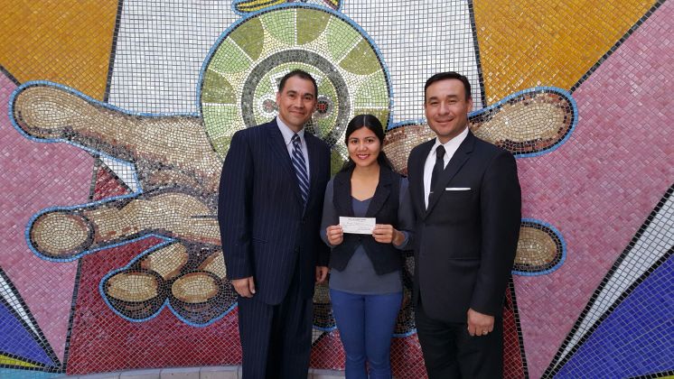 Servando Ornelas, LEF Chair; Fabiola Hernandez, LEF Scholarship recipient; and Heberto M. Sanchez