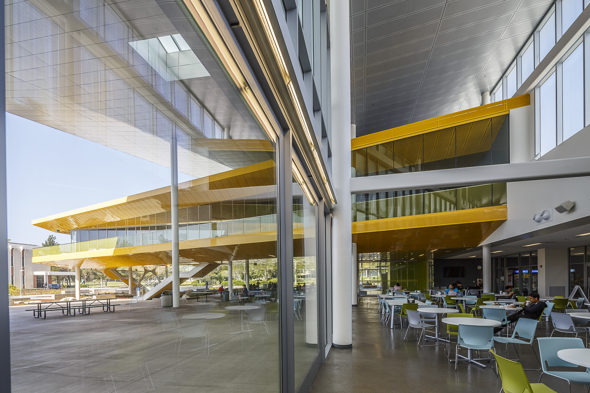 The use of glass throughout the project maximizes natural daylight, thus reducing energy costs.