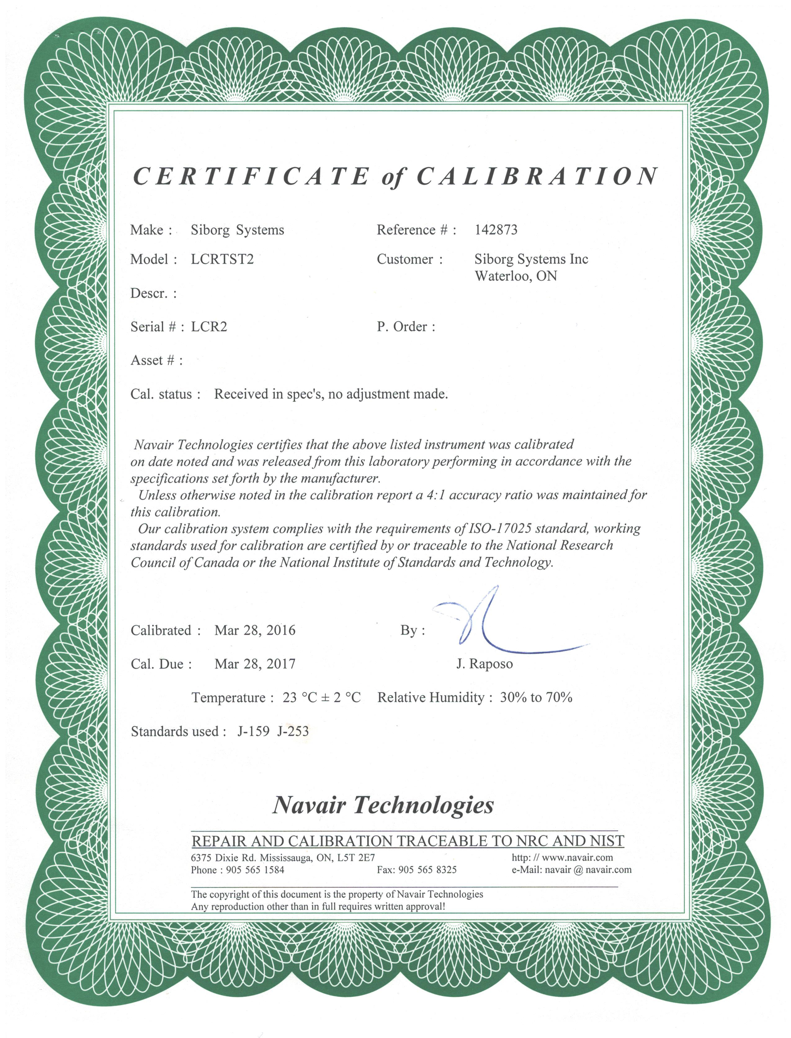 Siborg Systems NIST Certificate