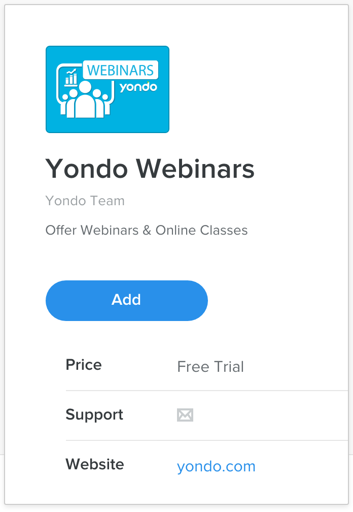 Yondo webinar app buy now card