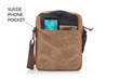 Bolt Crossbody bag—front pocket with interior Ultraseude phone pocket