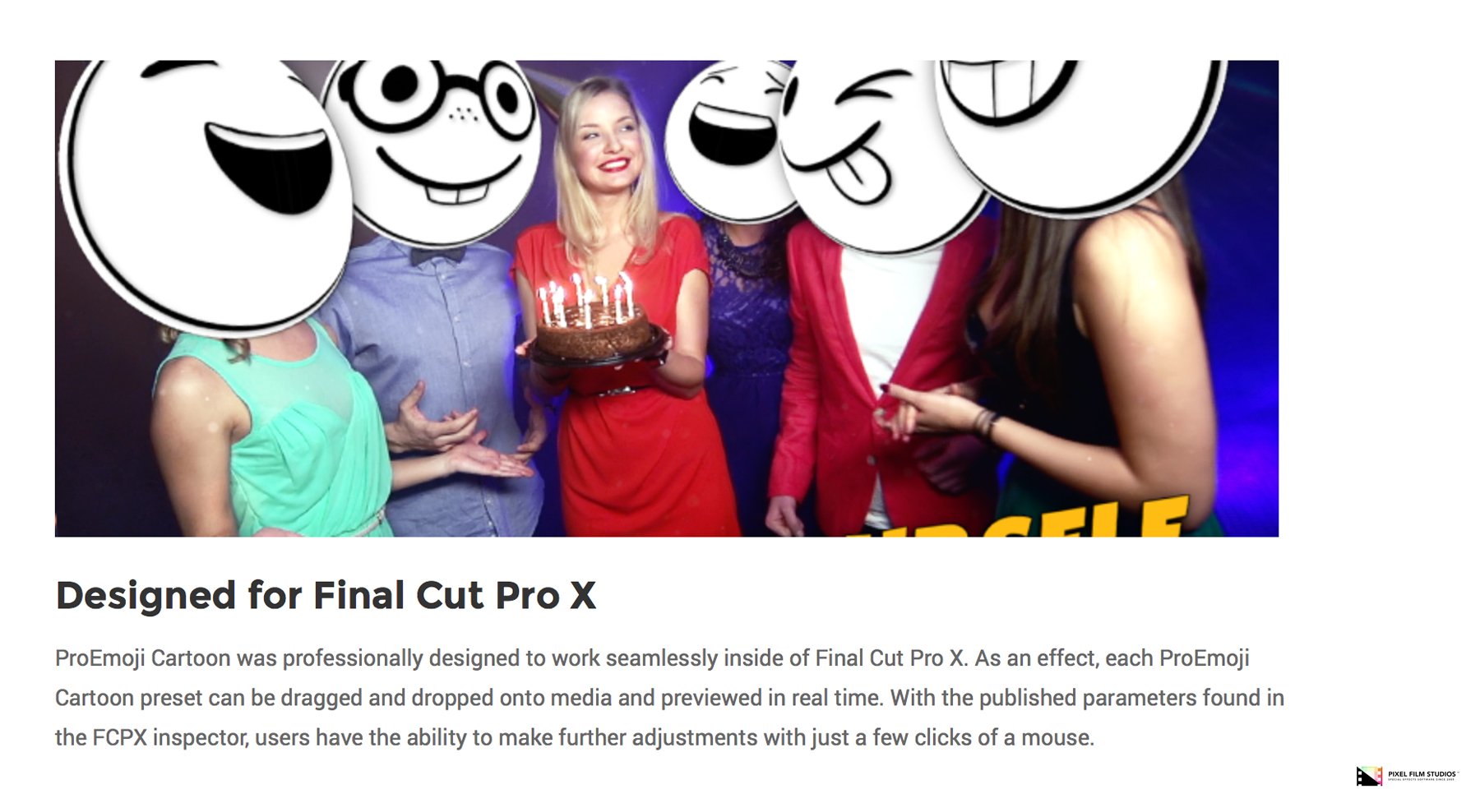 Pixel Film Studios Plugin - ProEmoji Cartoon - Final Cut Pro X