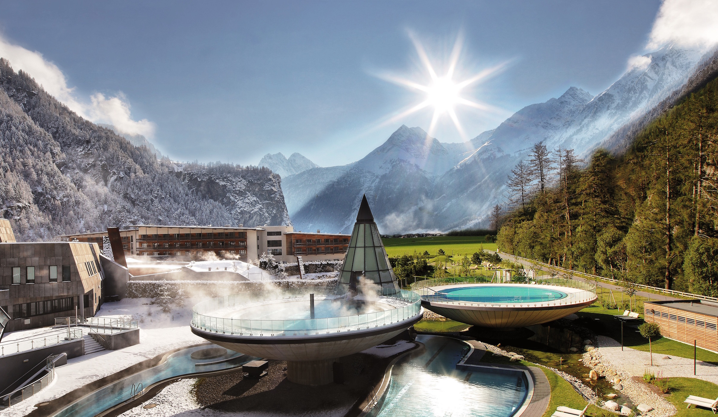 Aquadome, a spa and bathing wonderland, offers many unique Austrian experiences: from Sauna Aufguss to healing wood treatments