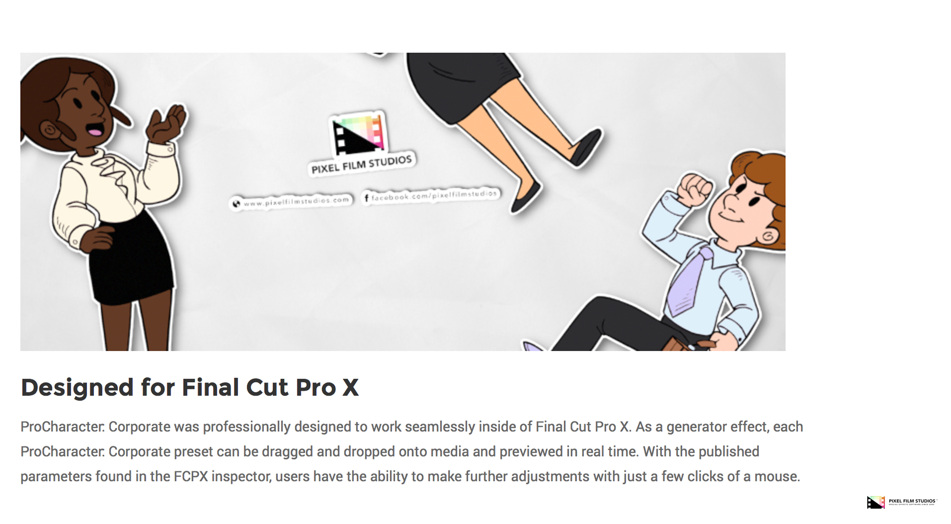 Final Cut Pro X - ProCharacter Corporate - Pixel Film Studios Plugin