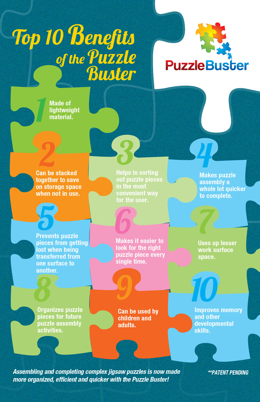 The Puzzle Buster is an invention that allows people to have fun in a manageable time frame.