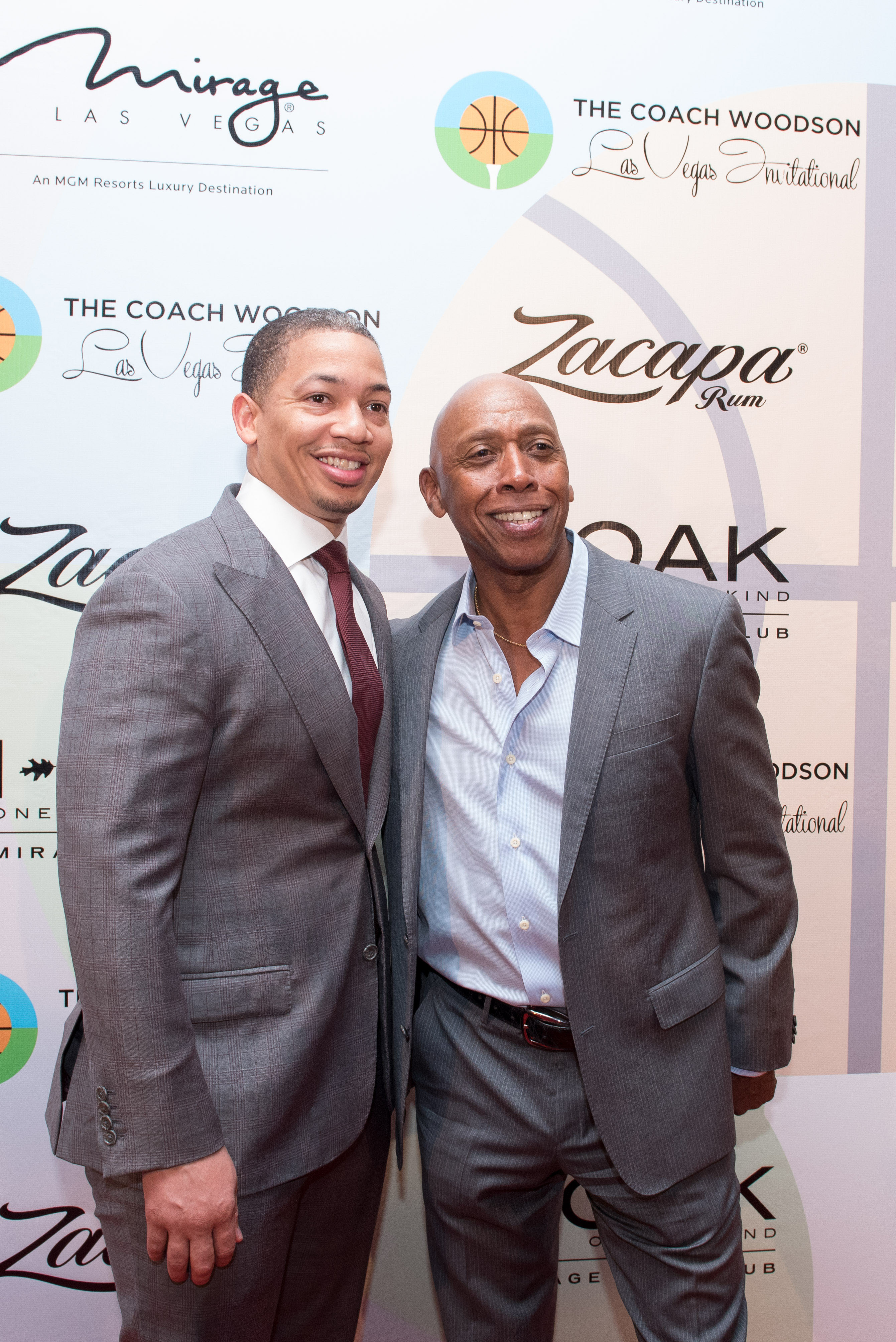 2016 Championship Head Coach of The Cleveland Cavaliers Tyronn Lue and R&B Icon Jeffrey Osborne walk the Woodson Red Carpet at 1 OAK inside The Mirage Hotel & Casino in Las Vegas