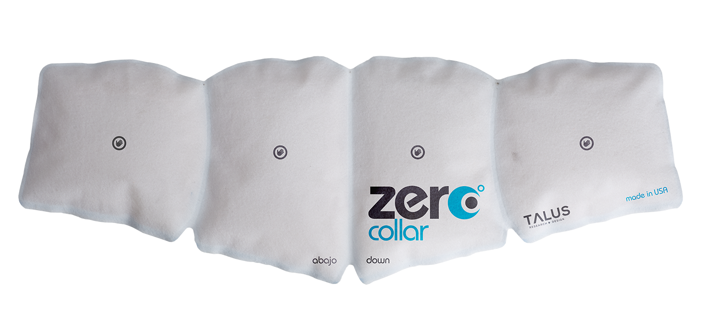 The Zero° Collar's custom, proprietary design provides an easy-to-use, ergonomic, cost-effective alternative to a single ice pack or cobbling together multiple ice packs with tape