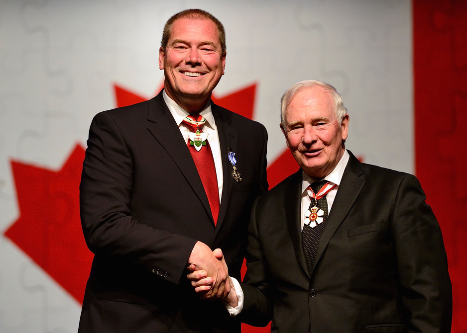 Mike Parkhill receiving Meritorious Service Medal from Right Honourable David Johnston, Governor General of Canada