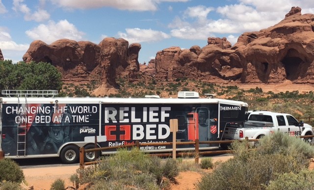 Relief Bed Tour Rig on route to Colorado through Moab, UT.