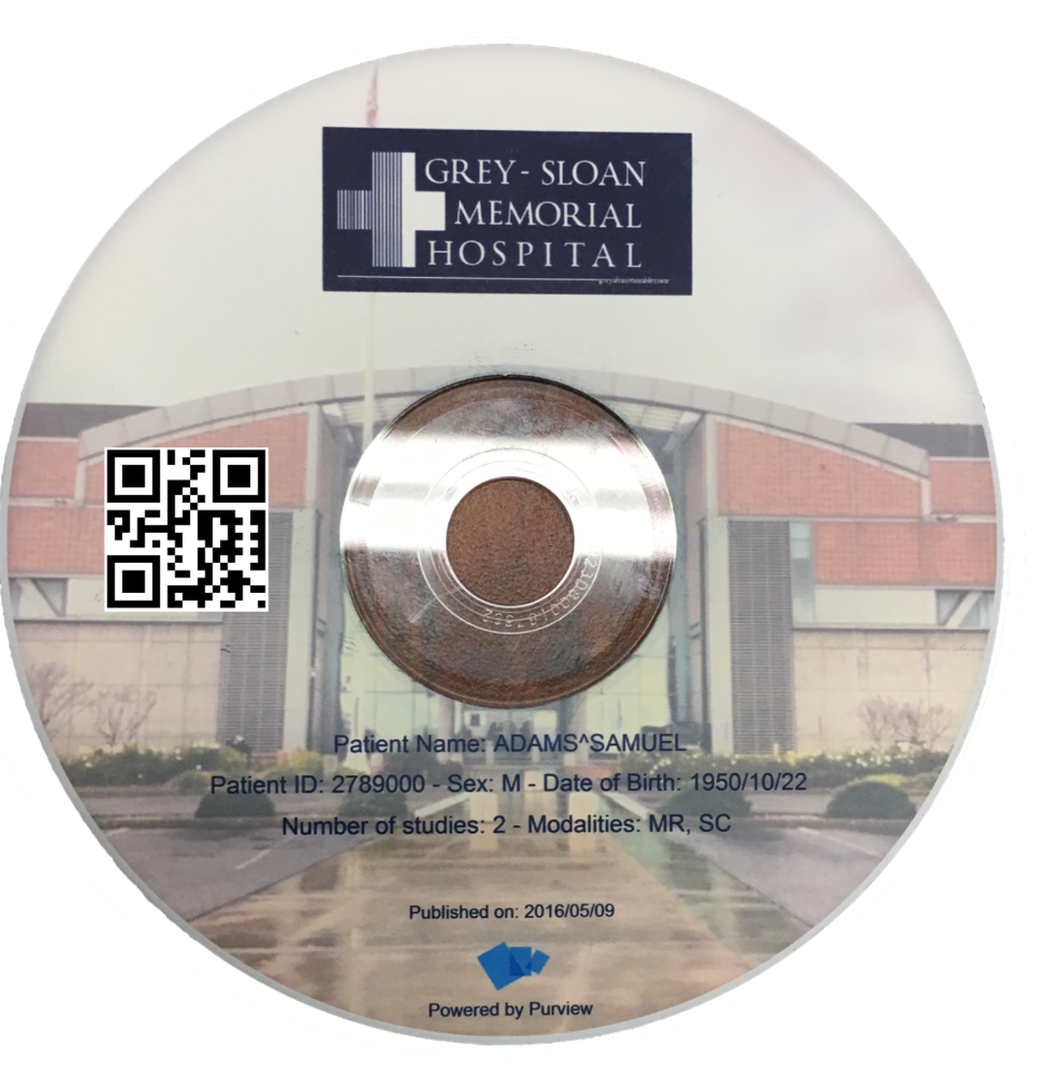 Sample Medical Imaging CD with Integrated QR Code Printed on Purview Publisher