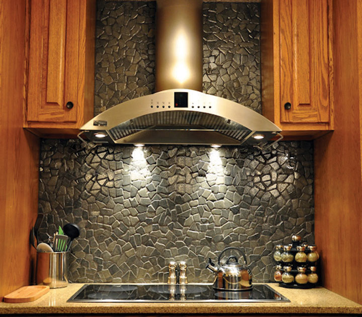 Black Mosaic Tile as a kitchen backsplash