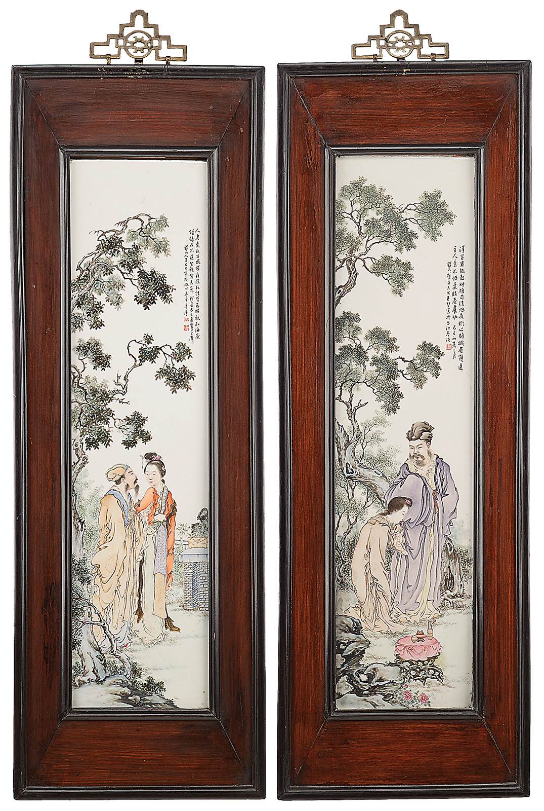 PAIR OF PORCELAIN PLAQUES BY WANG DAFAN, estimated at $30,000-40,000.
