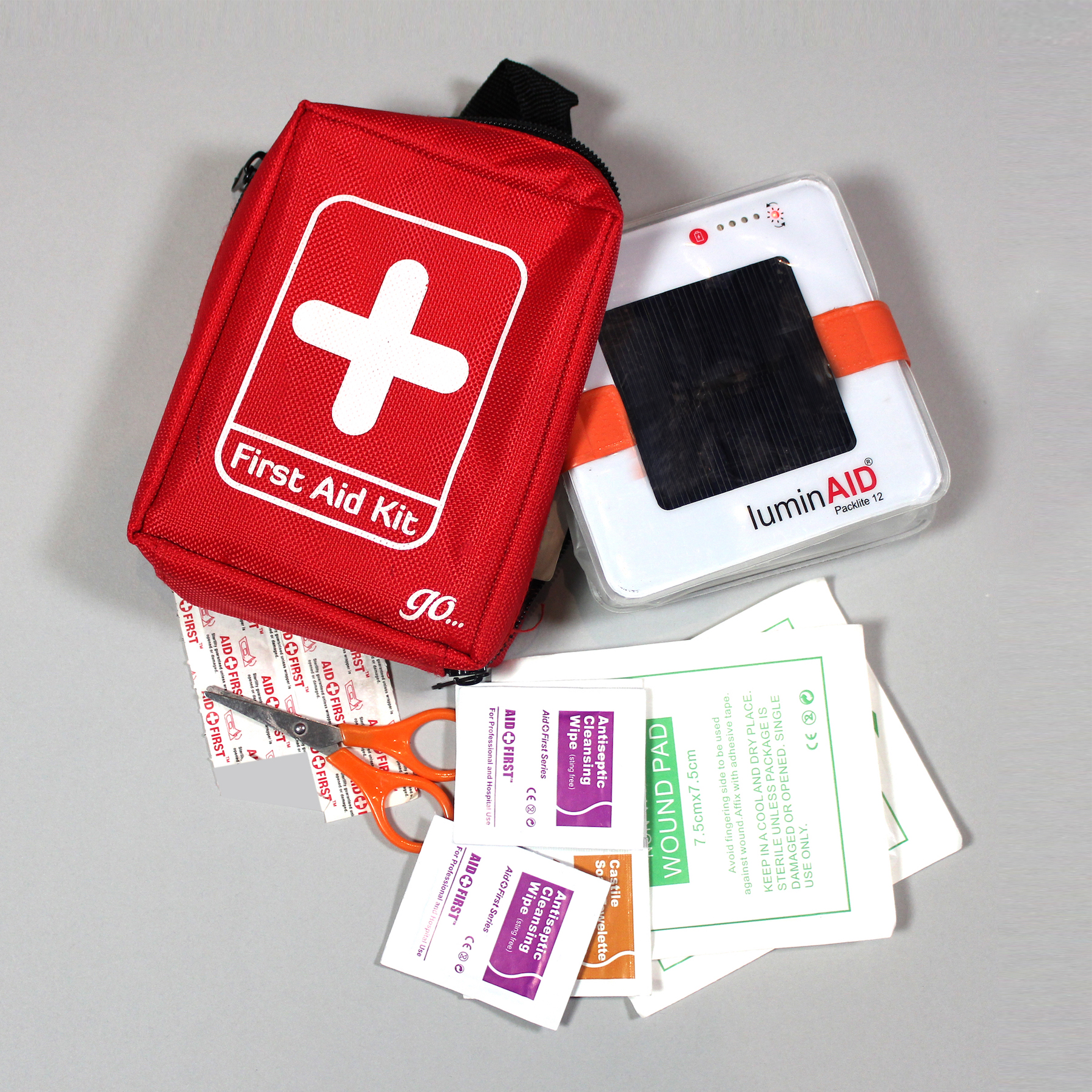LuminAID's solar PackLites are designed to fold down flat, for easy storage and charging.