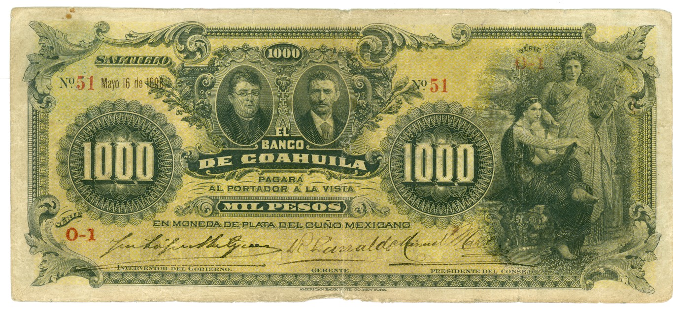 This rare 1,000 pesos bank note from 1898 is one of the historic pieces of paper money that will be displayed by Banco de Mexico at the World’s Fair of Money® in Anaheim, Aug. 9 – 13, 2016.