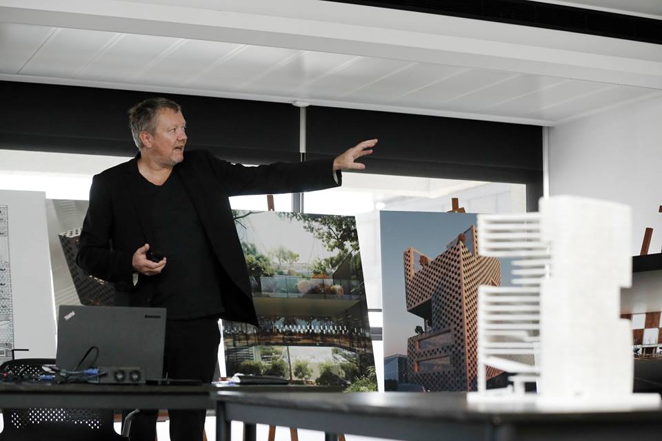 Kjetil Trædal Thorsen, founder and partner of Snøhetta presenting the 'Magic Box' project at BLF premises in June 2016- Beirut, Lebanon