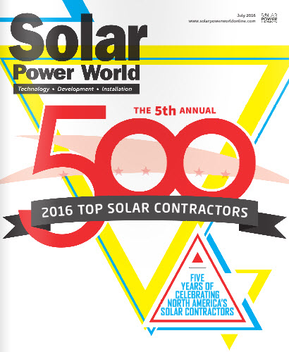 The 2016 Top 500 Solar Contractors in North America was released on July 26, 2016.