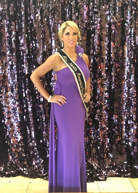 Carla Gonzalez, Ms. North America Universe attends the Purple Sash Gala in Oklahoma City, supporting Domestic Violence Awareness and Prevention
