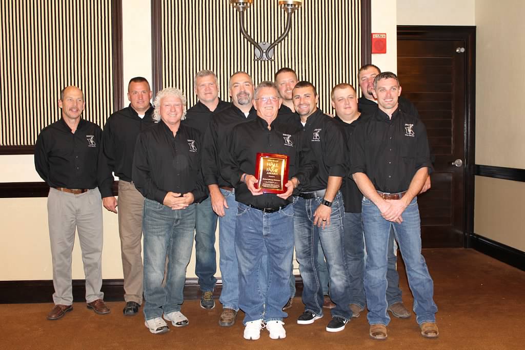 Denny Dickerson is honored at the National Mine Rescue Hall of Fame with the Doe Run team.