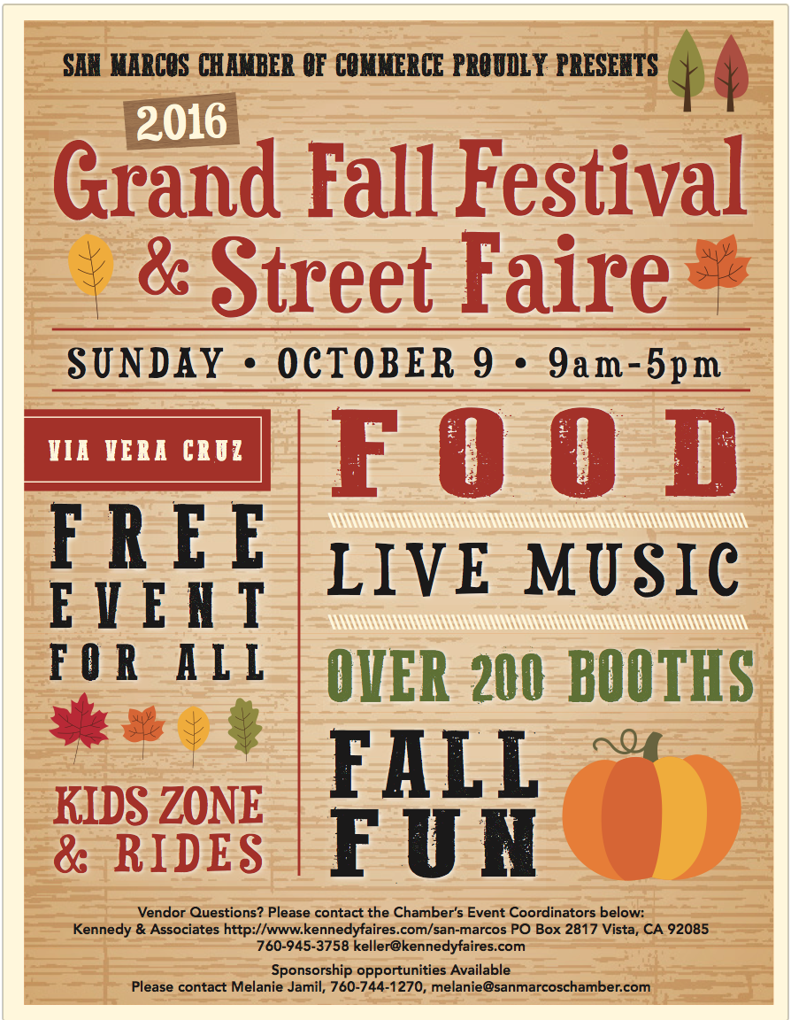 2016 Fall Festival & Street Faire 8-1/2 x 11 Printed Flyer