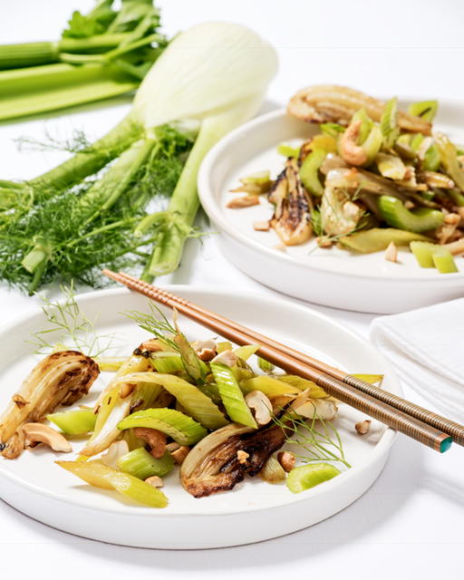 Quick Celery-Fennel Stir Fry with Cashews