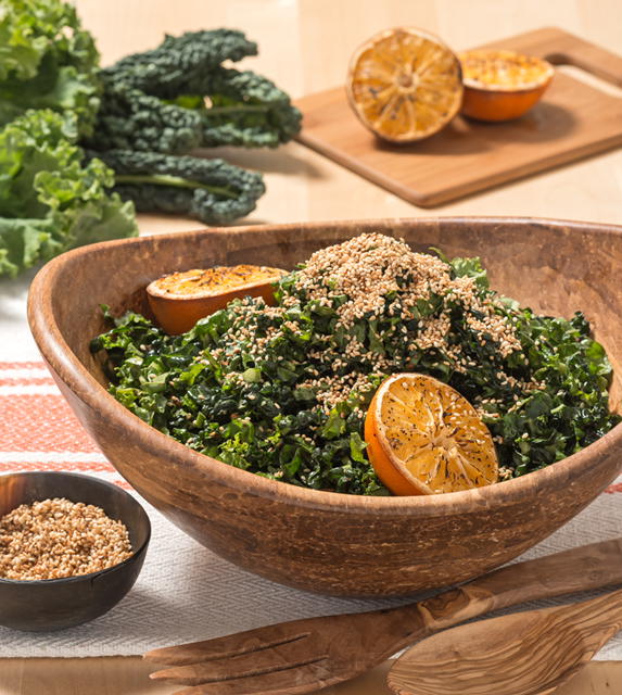 Shredded Kale Salad with Ginger and Roasted Orange