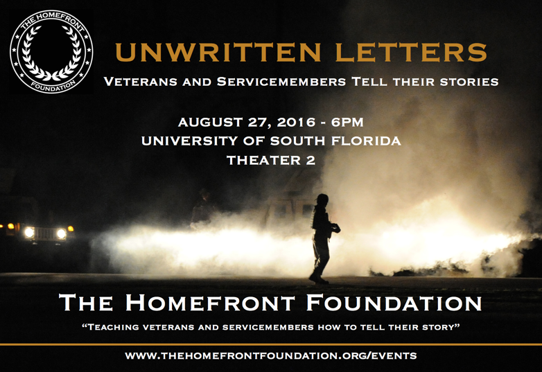 Unwritten Letters, The Homefront Foundation's first event, is slated for this Saturday in Tampa.