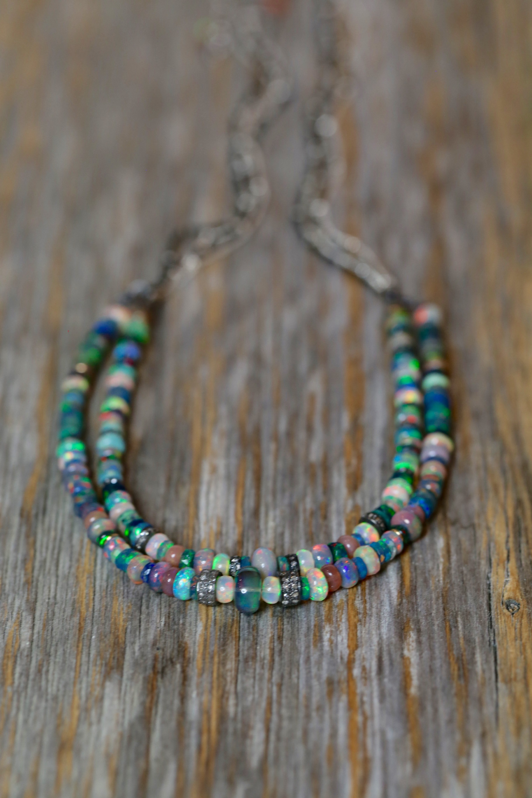 Opal and Pave Diamond Necklace from Nadean Designs.